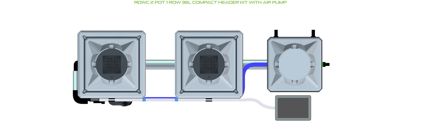 ALIEN Hydroponics RDWC 2 Pot 1 Row 36L Compact Header Kit with Air Pump product image 1