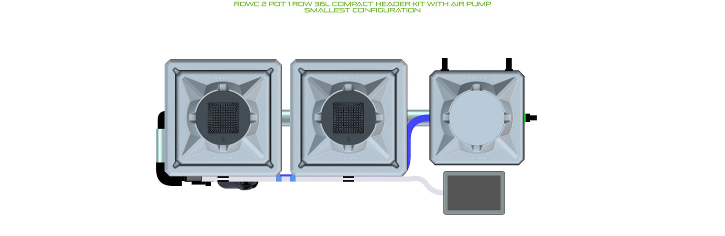 ALIEN Hydroponics RDWC 2 Pot 1 Row 36L Compact Header Kit with Air Pump product image 3
