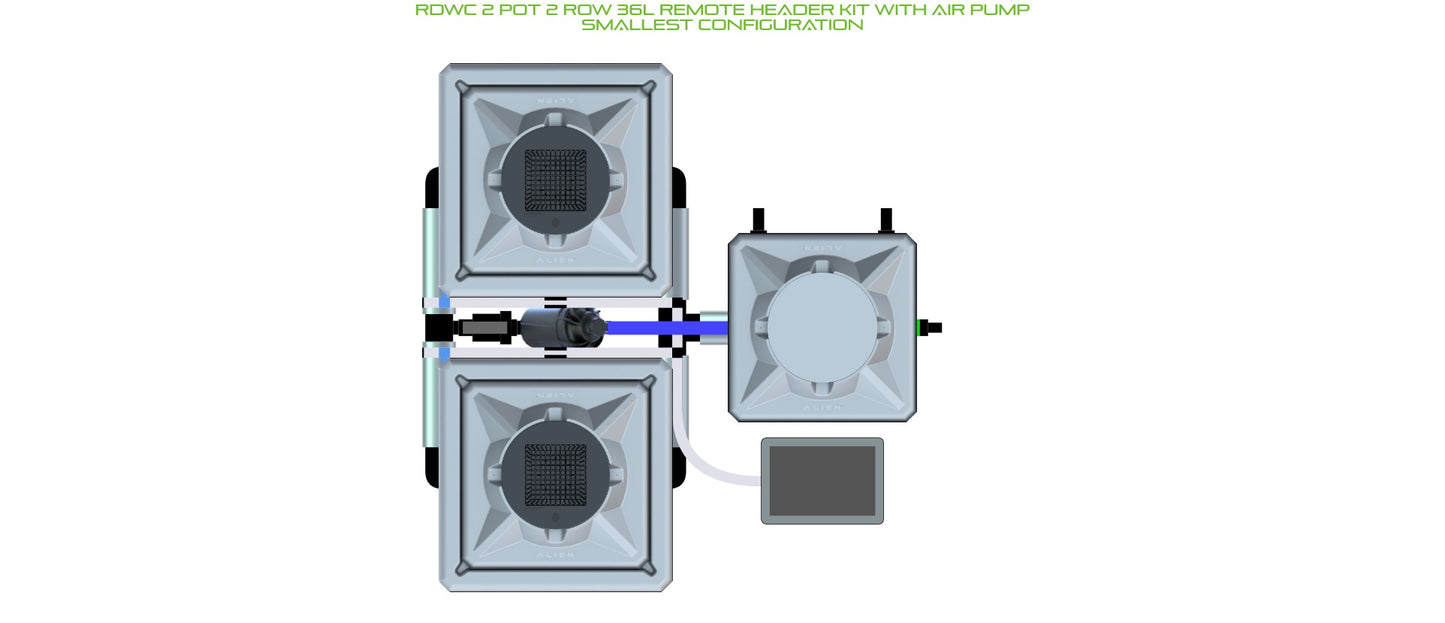 ALIEN Hydroponics RDWC 2 Pot 2 Row 36L Remote Header Kit with Air Pump product image 3