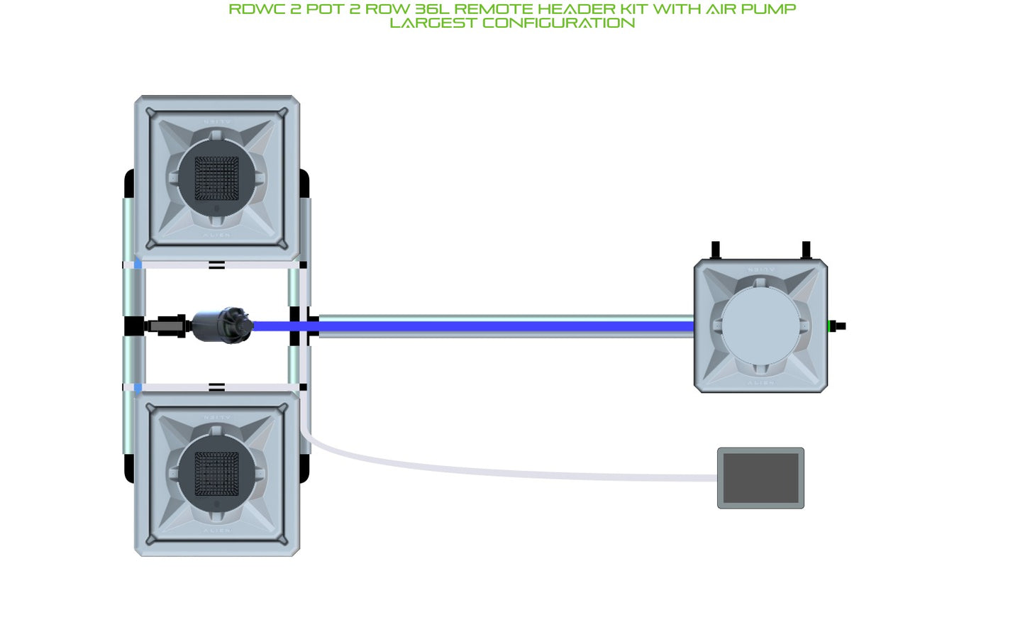 ALIEN Hydroponics RDWC 2 Pot 2 Row 36L Remote Header Kit with Air Pump product image 4