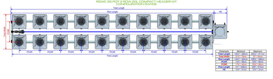 ALIEN Hydroponics RDWC 20 Pot 2 Row 20L Compact Header Kit product image 1