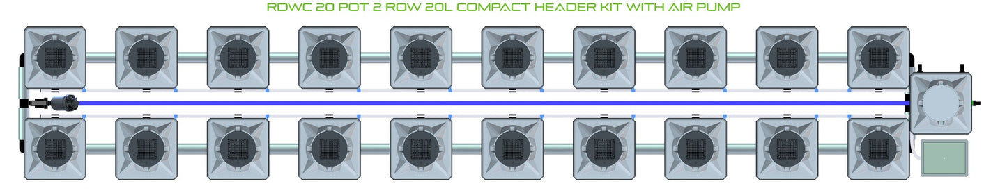 ALIEN Hydroponics RDWC 20 Pot 2 Row 20L Compact Header Kit with Air Pump product image 2