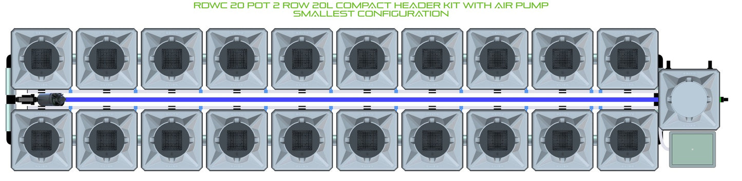 ALIEN Hydroponics RDWC 20 Pot 2 Row 20L Compact Header Kit with Air Pump product image 3