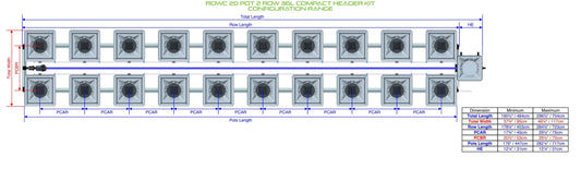 ALIEN Hydroponics RDWC 20 Pot 2 Row 36L Compact Header Kit product image 1