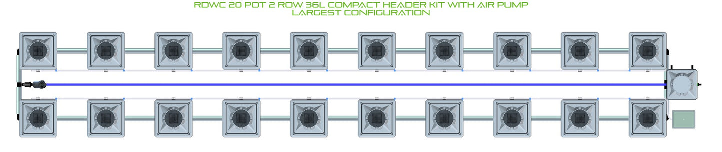 ALIEN Hydroponics RDWC 20 Pot 2 Row 36L Compact Header Kit with Air Pump product image 4
