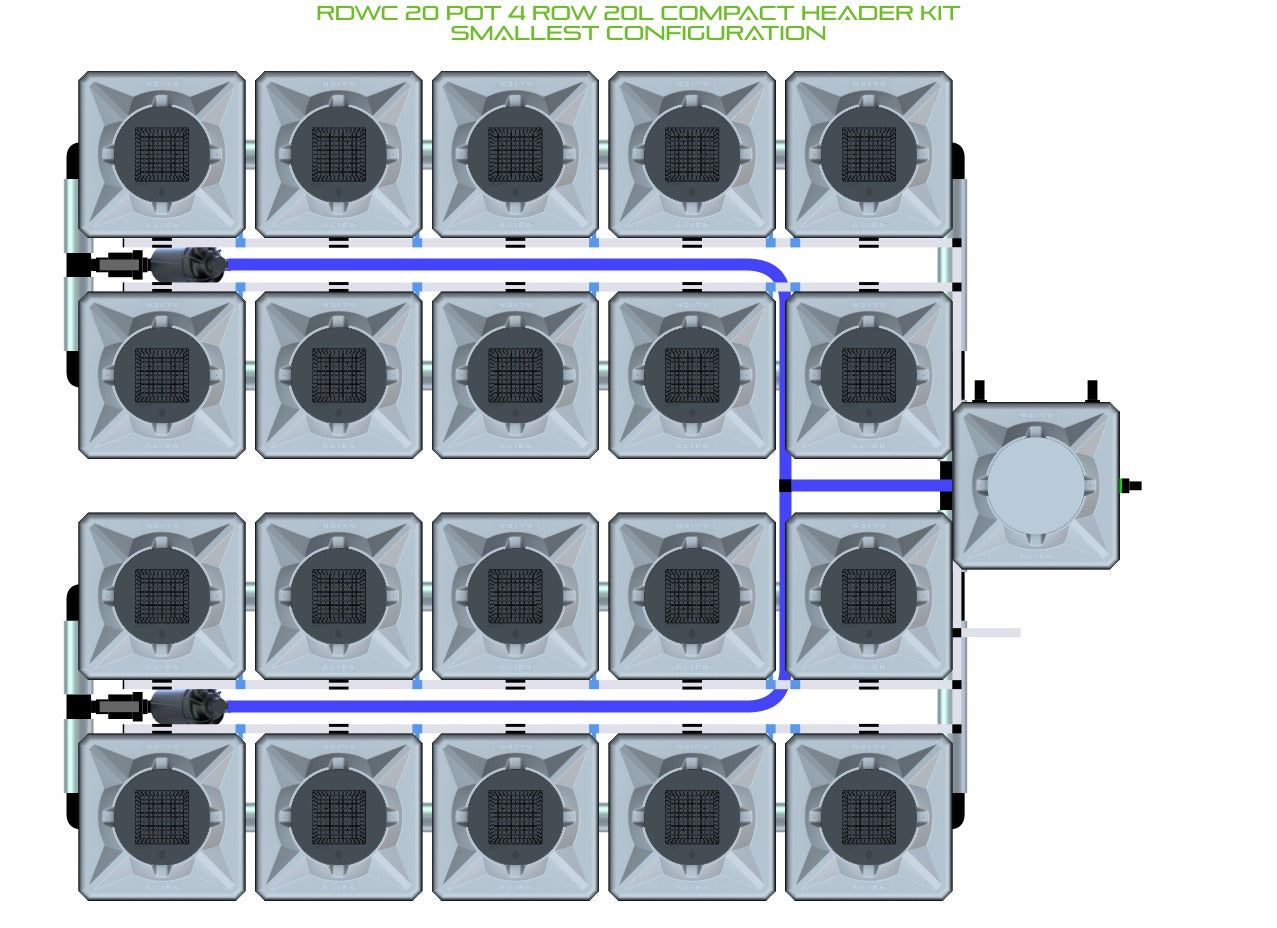 ALIEN Hydroponics RDWC 20 Pot 4 Row 20L Compact Header Kit product image 3