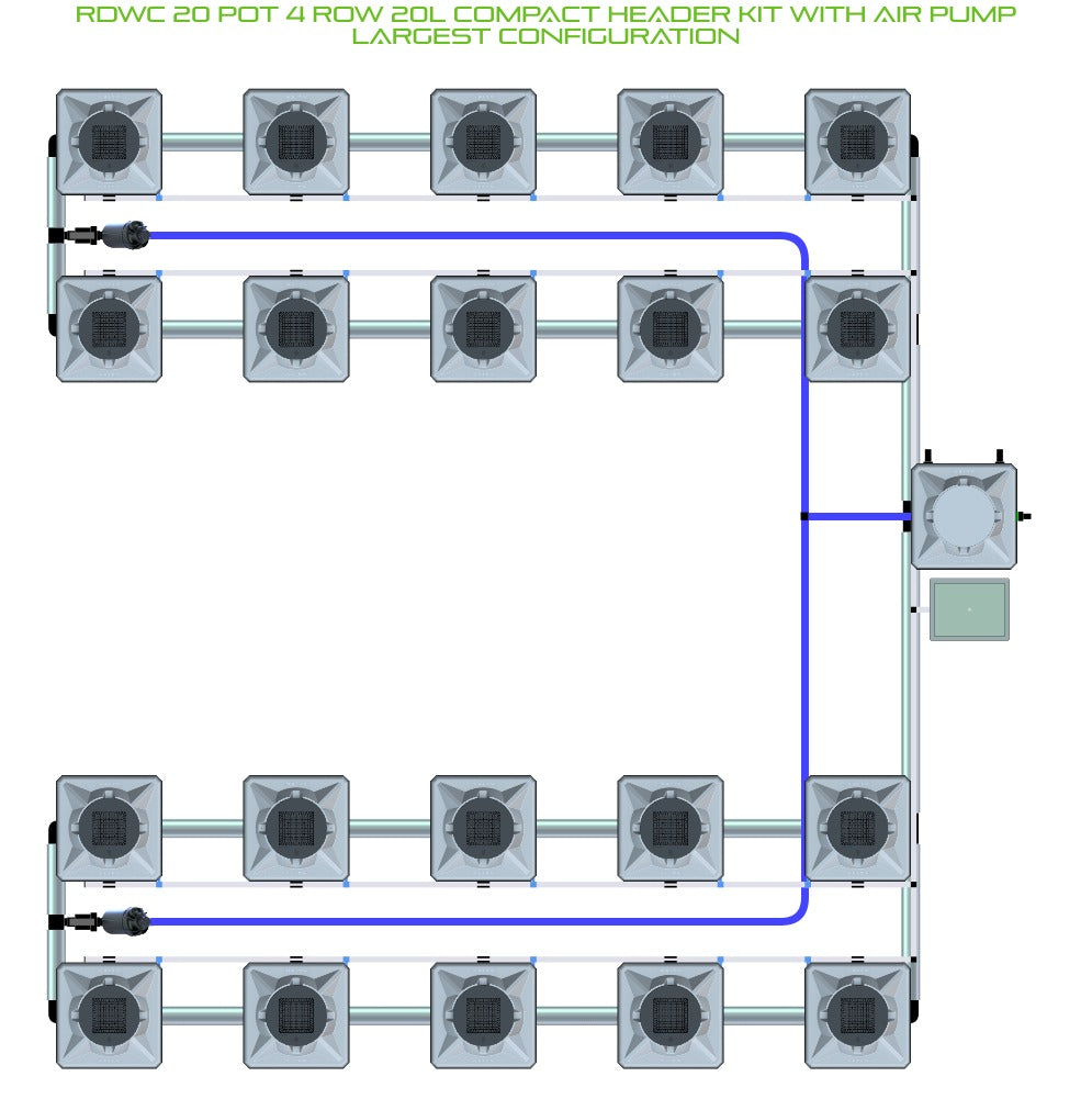 ALIEN Hydroponics RDWC 20 Pot 4 Row 20L Compact Header Kit with Air Pump product image 4