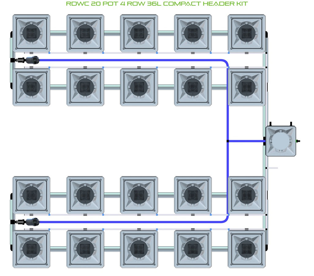 ALIEN Hydroponics RDWC 20 Pot 4 Row 36L Compact Header Kit product image 1