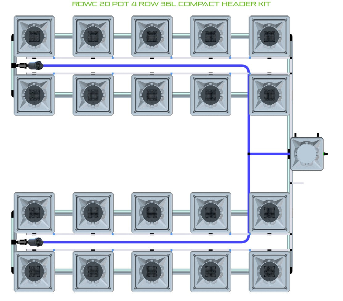 ALIEN Hydroponics RDWC 20 Pot 4 Row 36L Compact Header Kit product image 1