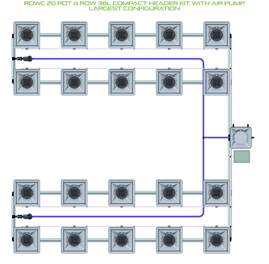 ALIEN Hydroponics RDWC 20 Pot 4 Row 36L Compact Header Kit with Air Pump product image 4