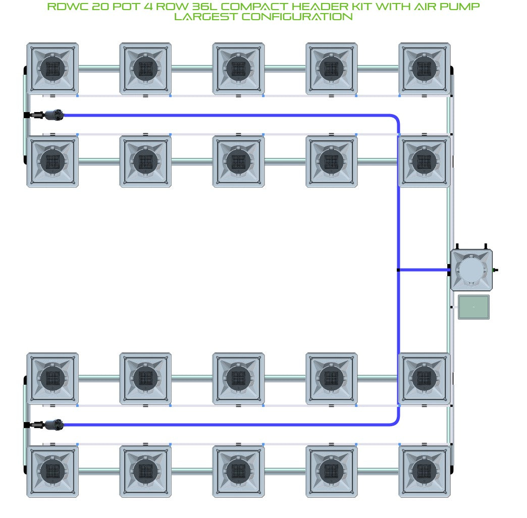 ALIEN Hydroponics RDWC 20 Pot 4 Row 36L Compact Header Kit with Air Pump product image 4