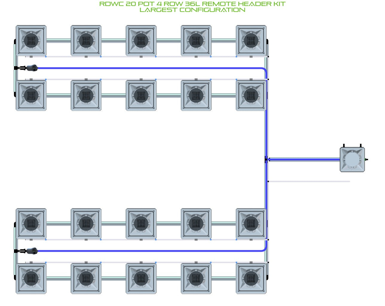 ALIEN Hydroponics RDWC 20 Pot 4 Row 36L Remote Header Kit product image 4
