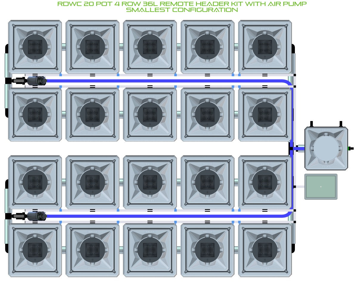 ALIEN Hydroponics RDWC 20 Pot 4 Row 36L Remote Header Kit with Air Pump product image 3