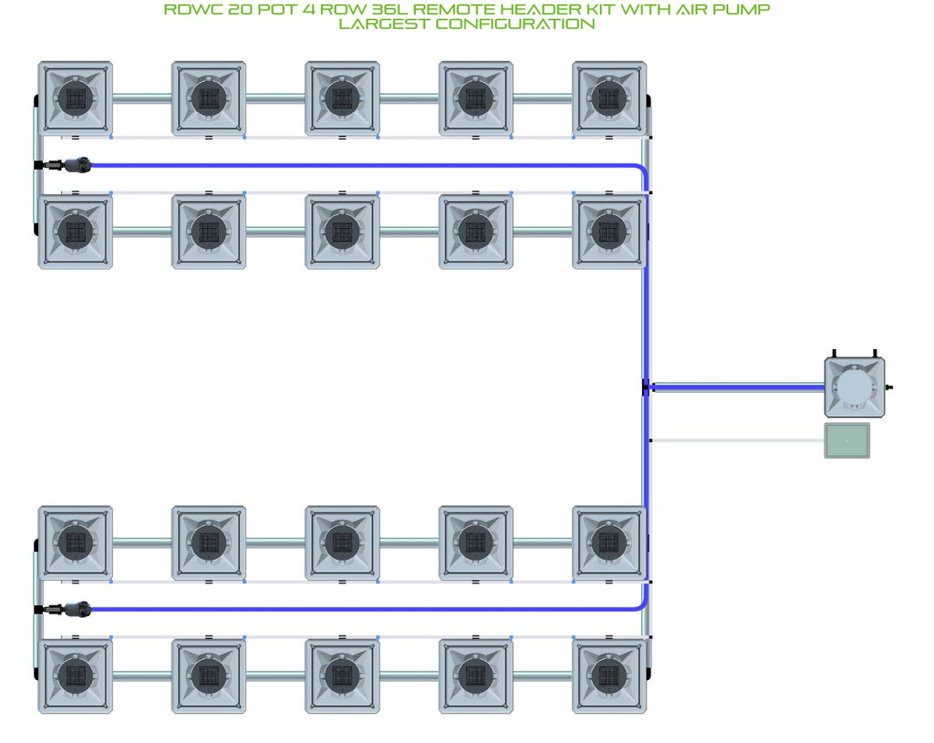 ALIEN Hydroponics RDWC 20 Pot 4 Row 36L Remote Header Kit with Air Pump product image 4
