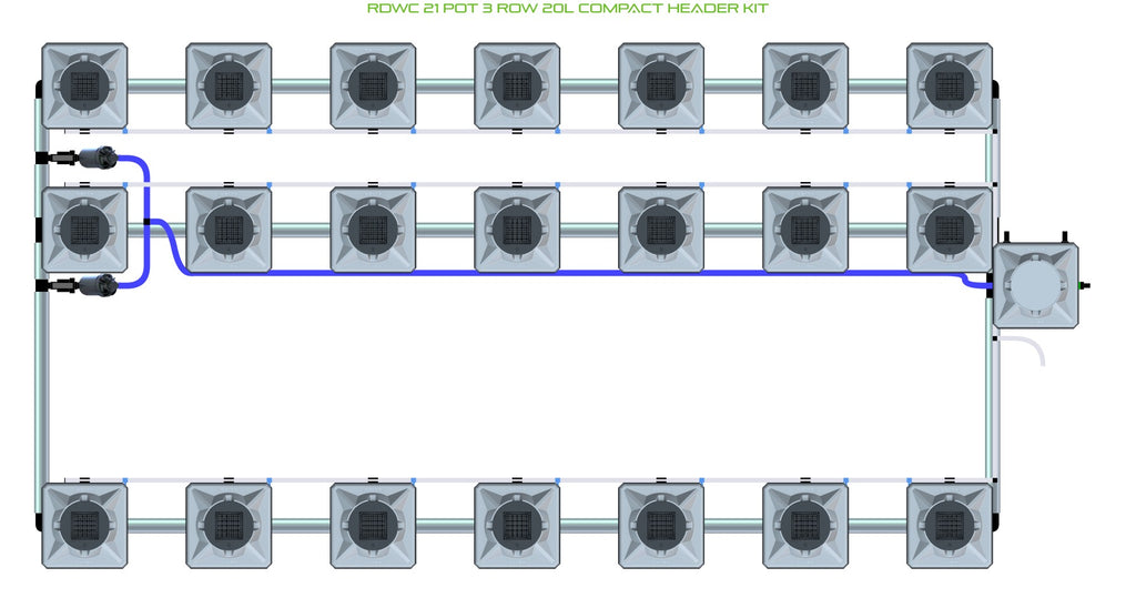 ALIEN Hydroponics RDWC 21 Pot 3 Row 20L Compact Header Kit product image 1