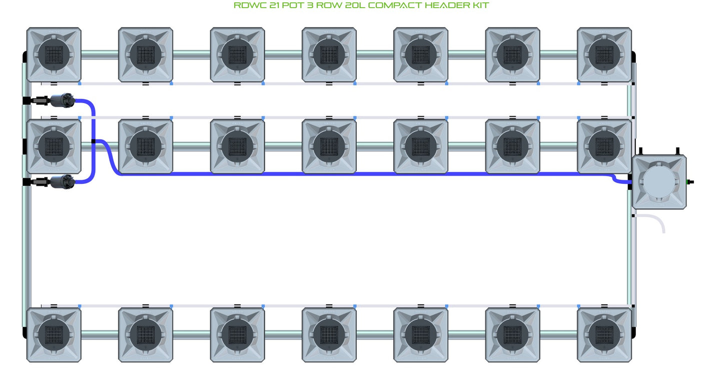 ALIEN Hydroponics RDWC 21 Pot 3 Row 20L Compact Header Kit product image 1