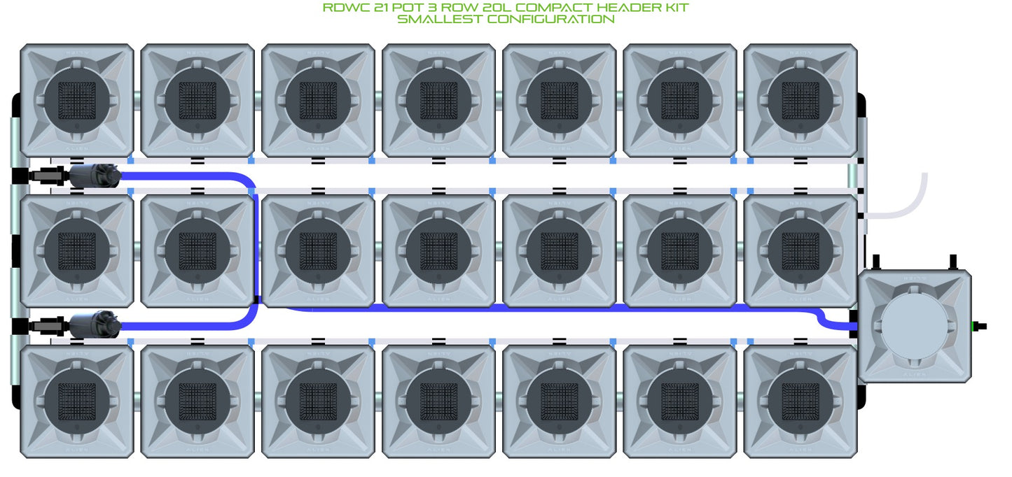 ALIEN Hydroponics RDWC 21 Pot 3 Row 20L Compact Header Kit product image 3