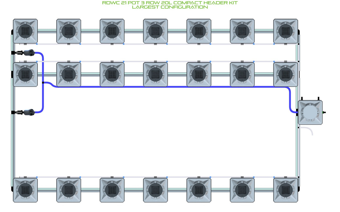 ALIEN Hydroponics RDWC 21 Pot 3 Row 20L Compact Header Kit product image 4