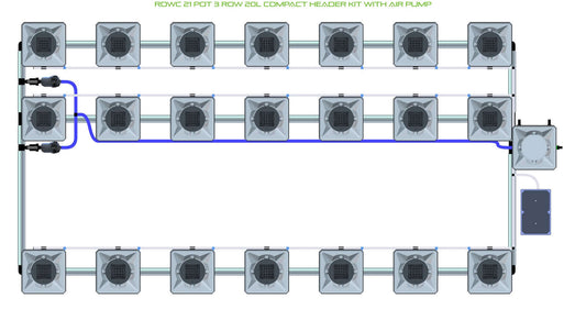ALIEN Hydroponics RDWC 21 Pot 3 Row 20L Compact Header Kit with Air Pump product image 1