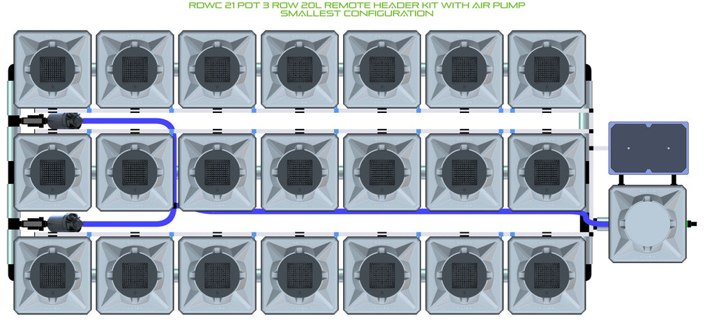 ALIEN Hydroponics RDWC 21 Pot 3 Row 20L Remote Header Kit with Air Pump product image 3