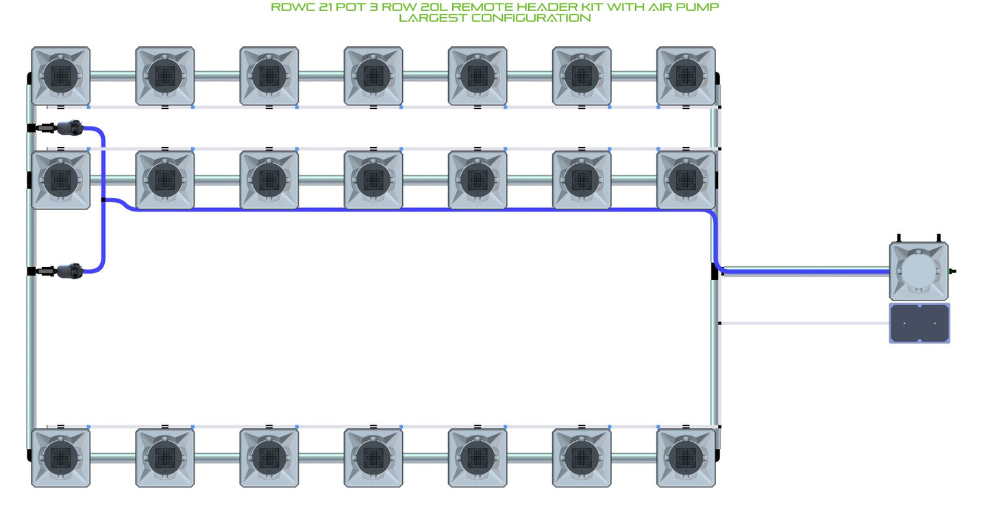 ALIEN Hydroponics RDWC 21 Pot 3 Row 20L Remote Header Kit with Air Pump product image 4