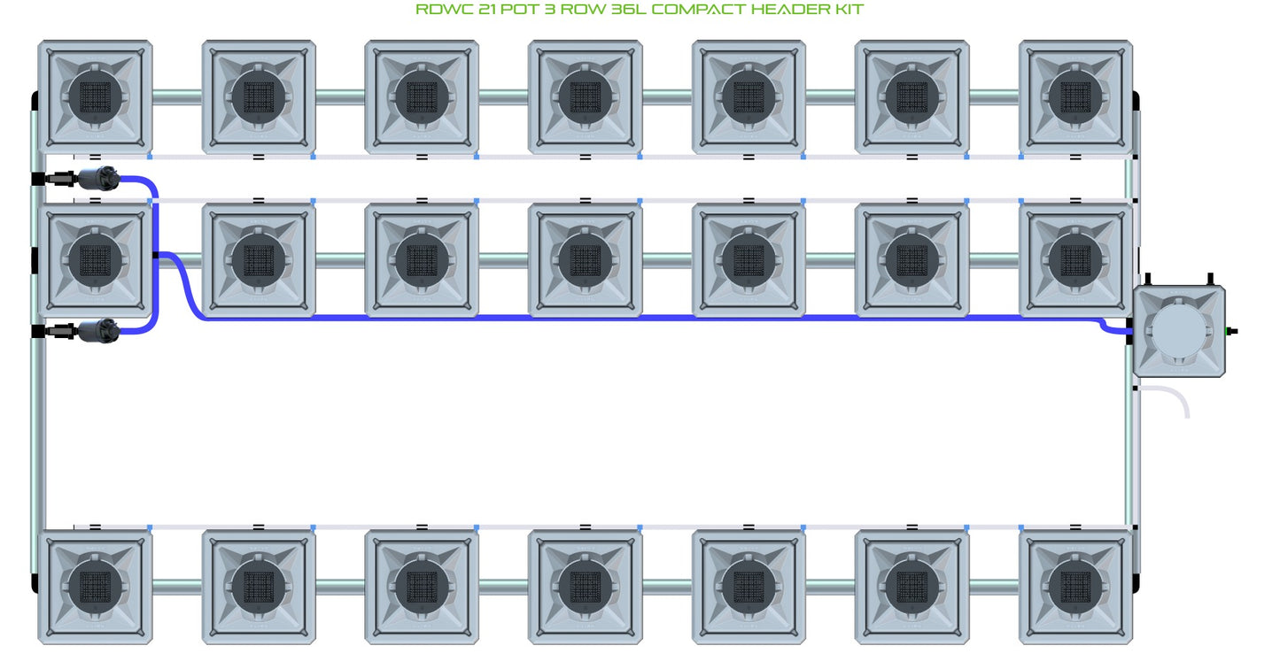 ALIEN Hydroponics RDWC 21 Pot 3 Row 36L Compact Header Kit product image 1
