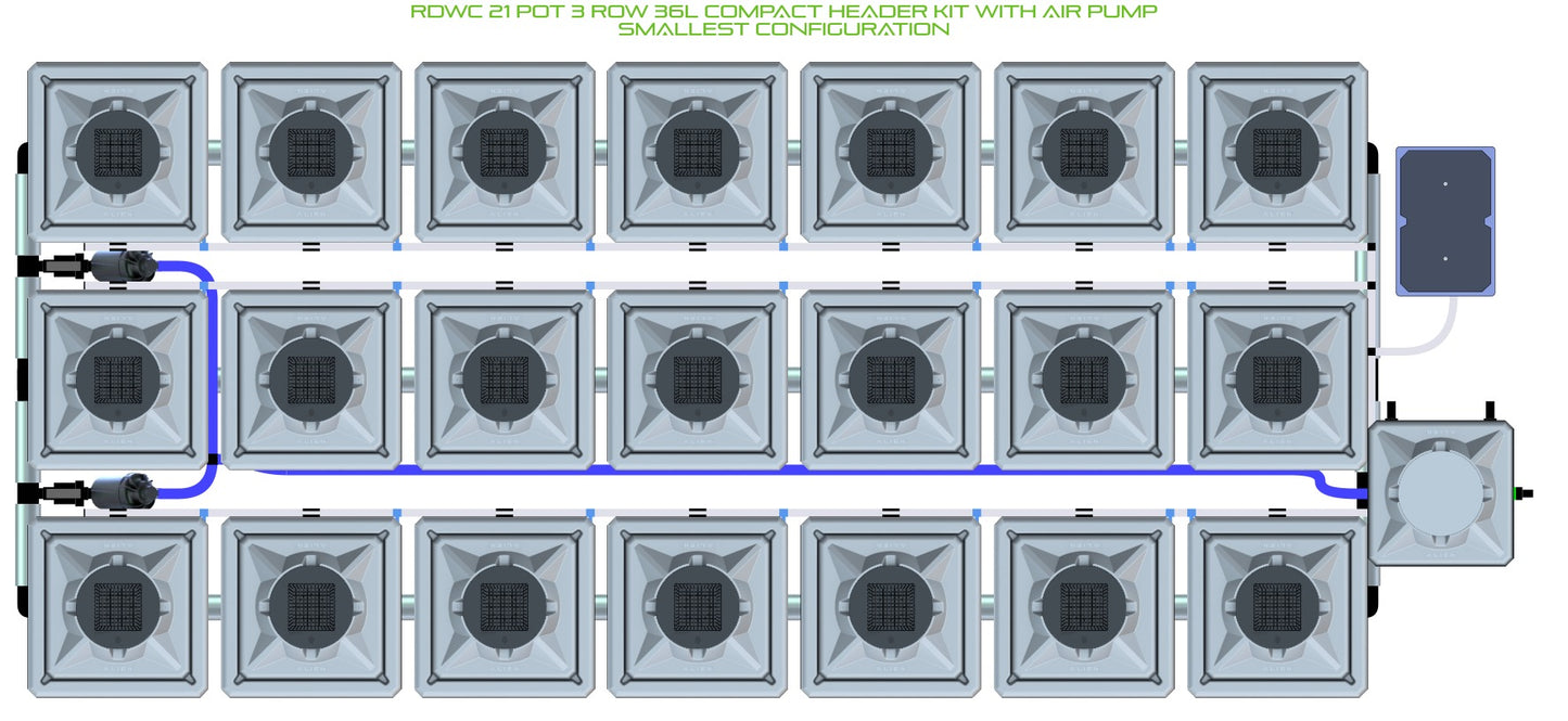 ALIEN Hydroponics RDWC 21 Pot 3 Row 36L Compact Header Kit with Air Pump product image 3