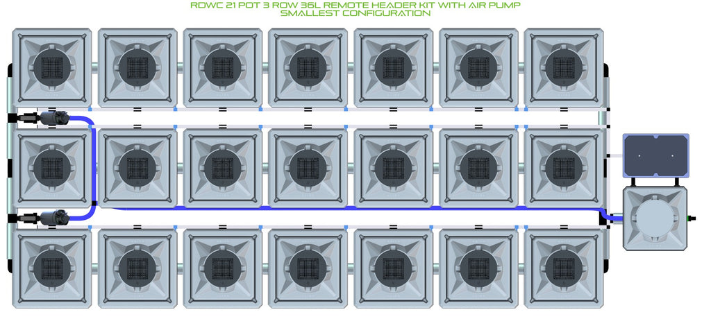 ALIEN Hydroponics RDWC 21 Pot 3 Row 36L Remote Header Kit with Air Pump product image 3