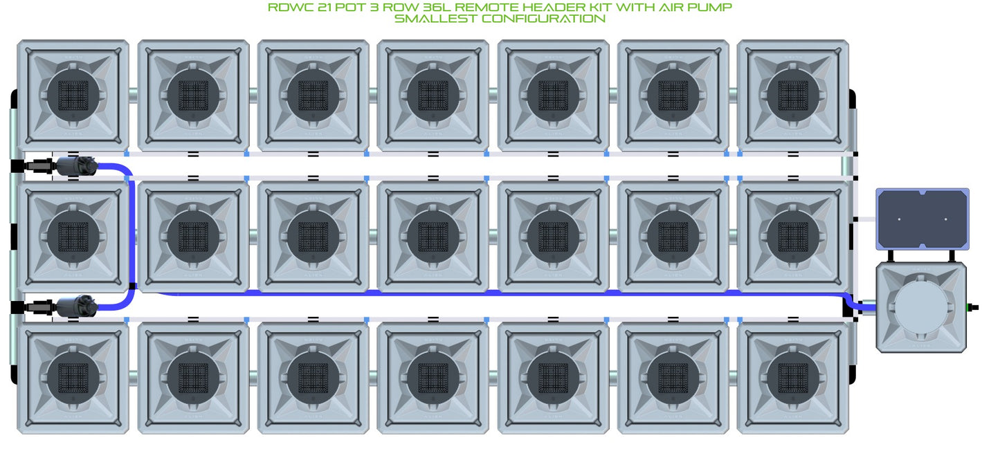ALIEN Hydroponics RDWC 21 Pot 3 Row 36L Remote Header Kit with Air Pump product image 3