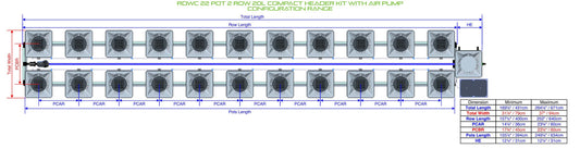 ALIEN Hydroponics RDWC 22 Pot 2 Row 20L Compact Header Kit with Air Pump product image 1