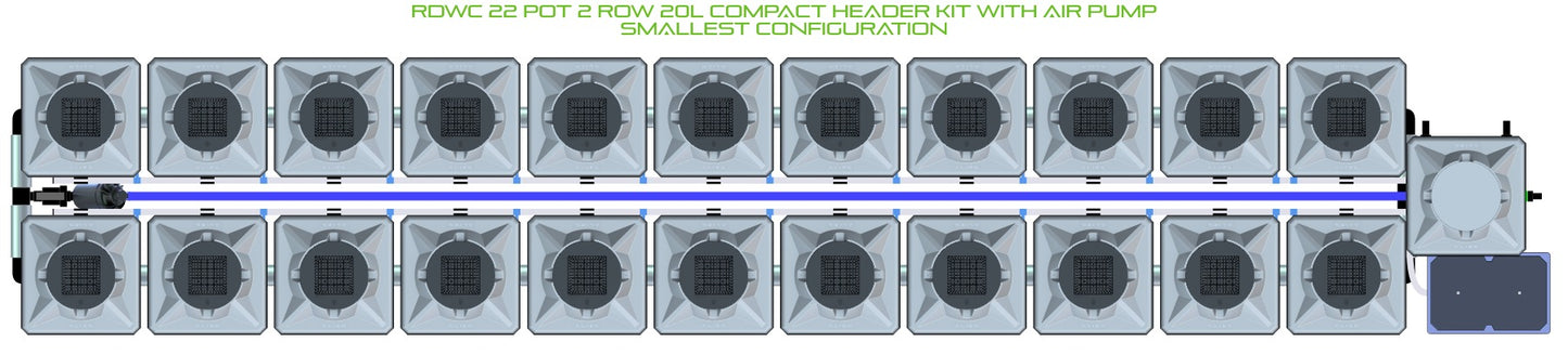 ALIEN Hydroponics RDWC 22 Pot 2 Row 20L Compact Header Kit with Air Pump product image 3