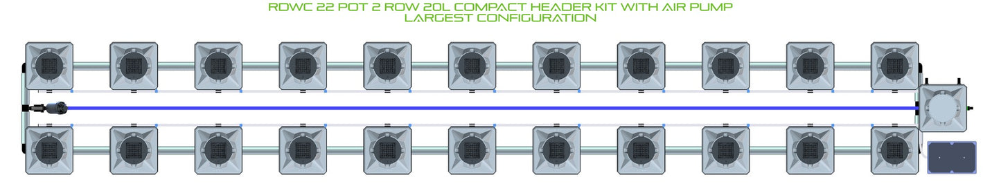 ALIEN Hydroponics RDWC 22 Pot 2 Row 20L Compact Header Kit with Air Pump product image 4