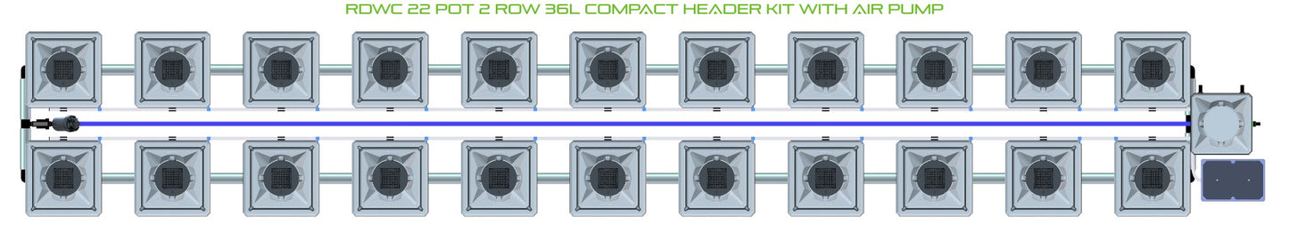 ALIEN Hydroponics RDWC 22 Pot 2 Row 36L Compact Header Kit with Air Pump product image 2