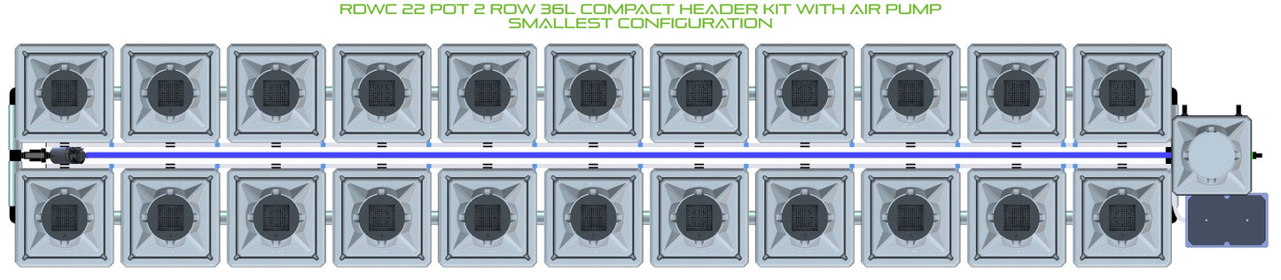 ALIEN Hydroponics RDWC 22 Pot 2 Row 36L Compact Header Kit with Air Pump product image 3