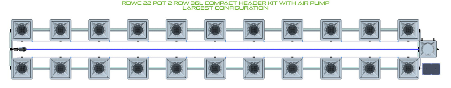 ALIEN Hydroponics RDWC 22 Pot 2 Row 36L Compact Header Kit with Air Pump product image 4