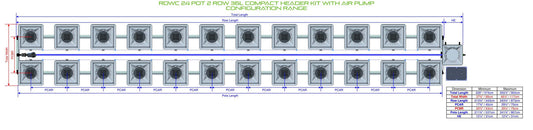 ALIEN Hydroponics RDWC 24 Pot 2 Row 36L Compact Header Kit with Air Pump product image 1