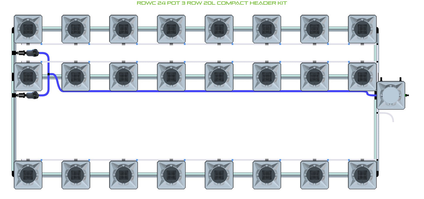 ALIEN Hydroponics RDWC 24 Pot 3 Row 20L Compact Header Kit product image 1