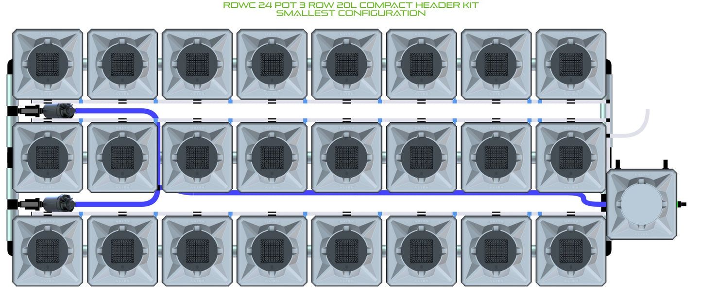 ALIEN Hydroponics RDWC 24 Pot 3 Row 20L Compact Header Kit product image 3