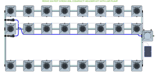 ALIEN Hydroponics RDWC 24 Pot 3 Row 20L Compact Header Kit with Air Pump product image 1