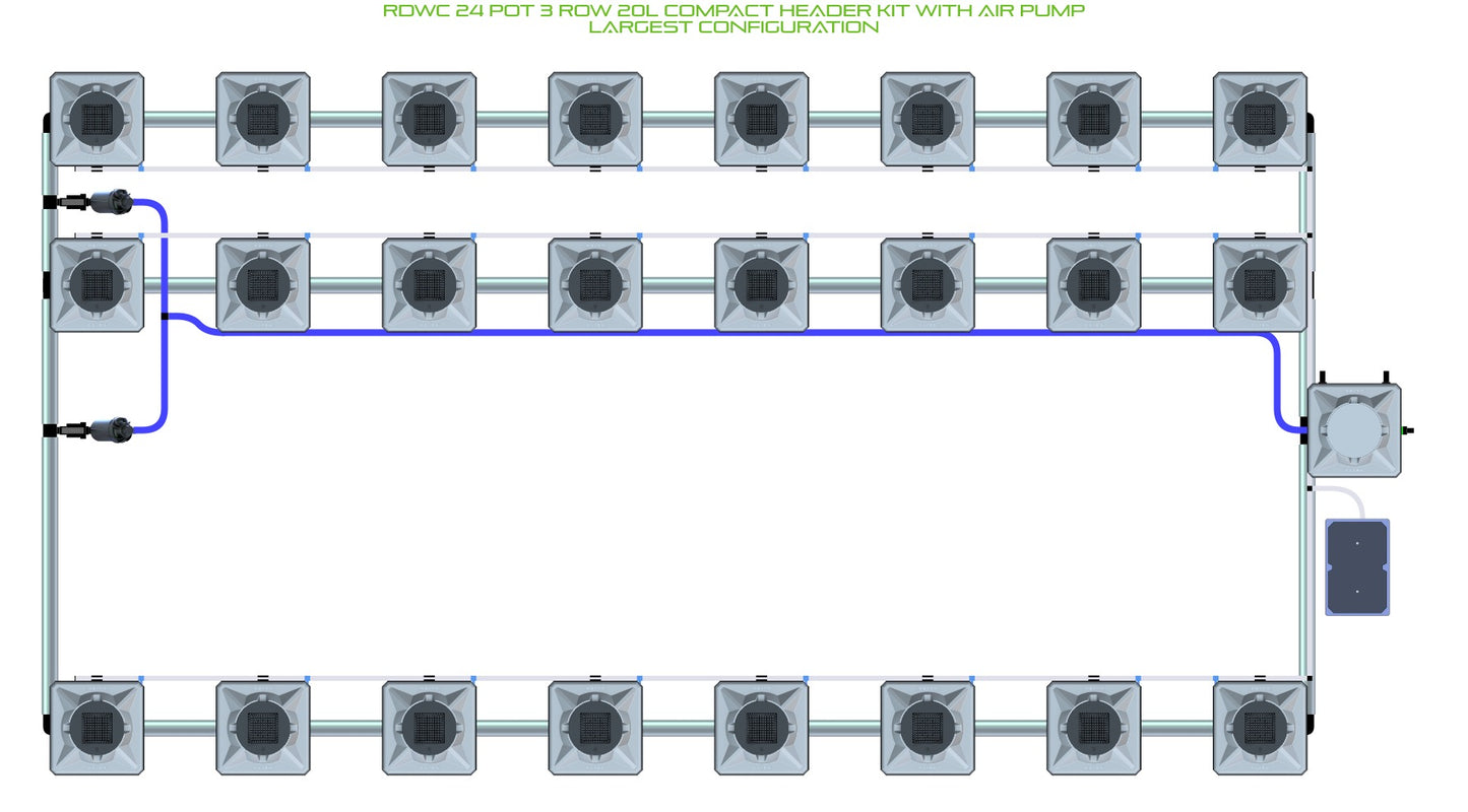 ALIEN Hydroponics RDWC 24 Pot 3 Row 20L Compact Header Kit with Air Pump product image 4