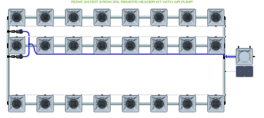 ALIEN Hydroponics RDWC 24 Pot 3 Row 20L Remote Header Kit with Air Pump product image 1