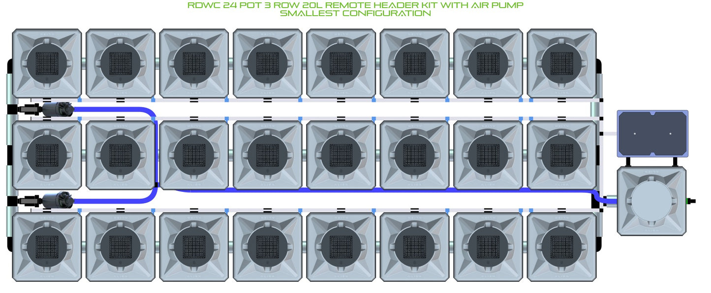 ALIEN Hydroponics RDWC 24 Pot 3 Row 20L Remote Header Kit with Air Pump product image 3