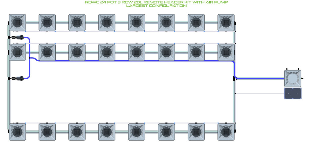 ALIEN Hydroponics RDWC 24 Pot 3 Row 20L Remote Header Kit with Air Pump product image 4