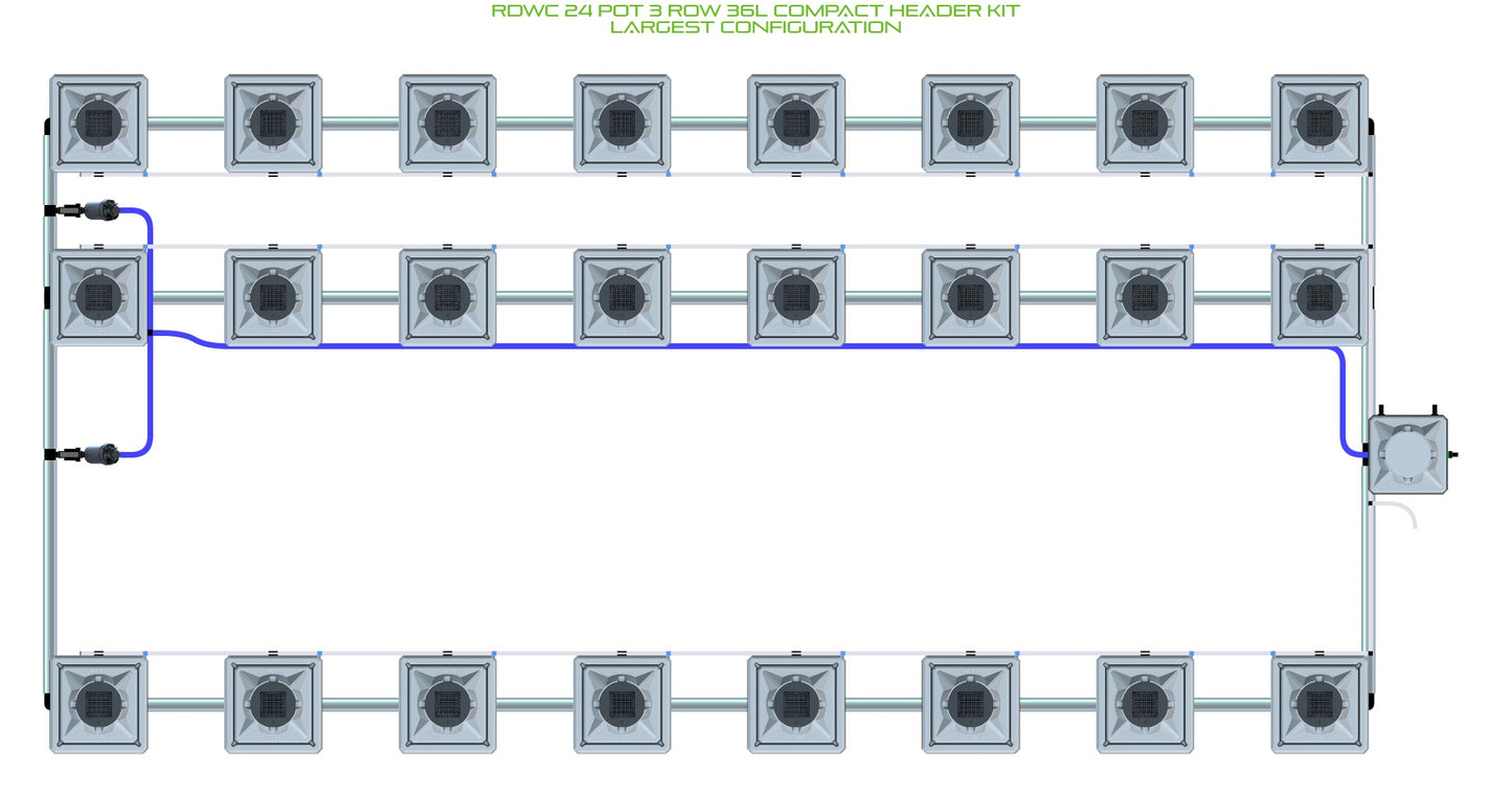 ALIEN Hydroponics RDWC 24 Pot 3 Row 36L Compact Header Kit product image 4