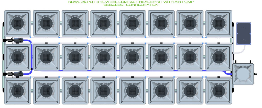 ALIEN Hydroponics RDWC 24 Pot 3 Row 36L Compact Header Kit with Air Pump product image 3