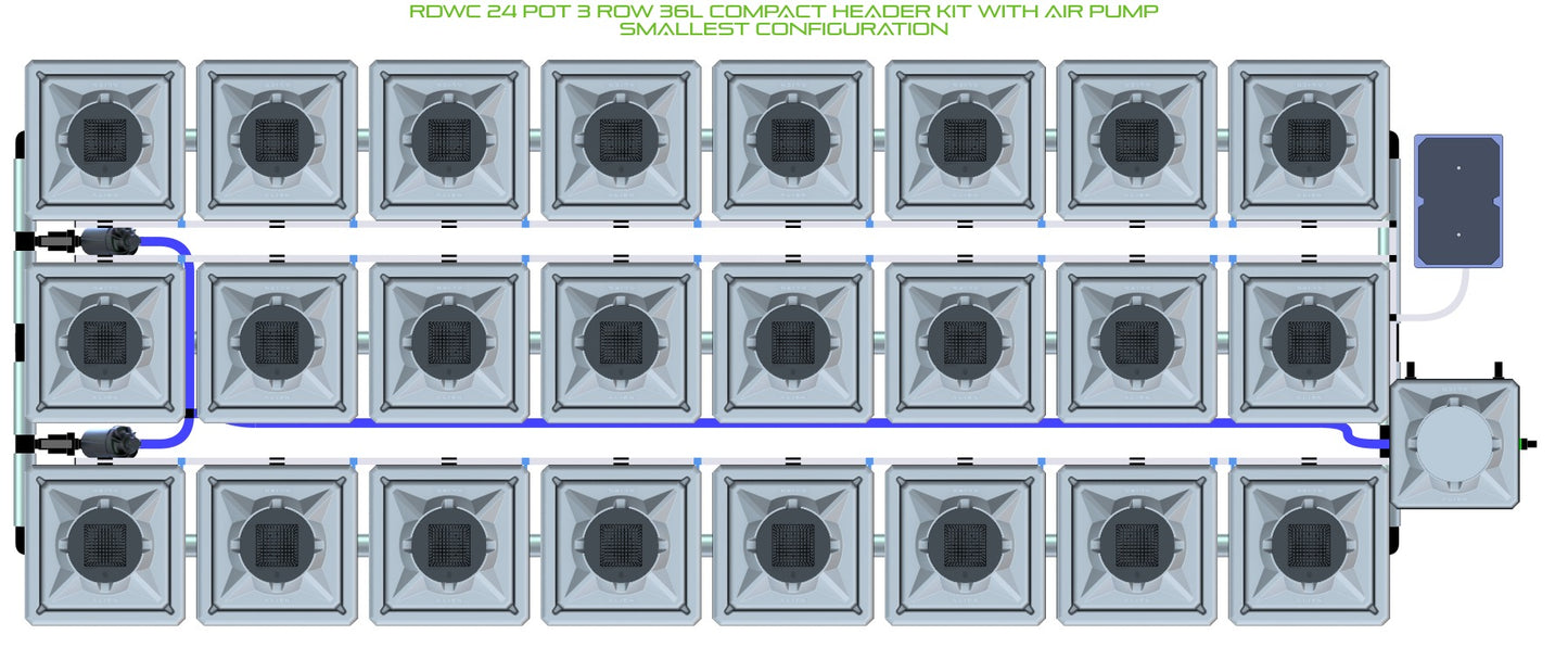 ALIEN Hydroponics RDWC 24 Pot 3 Row 36L Compact Header Kit with Air Pump product image 3