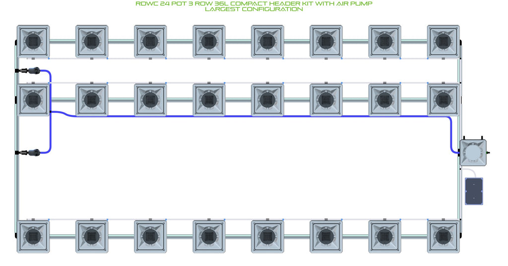 ALIEN Hydroponics RDWC 24 Pot 3 Row 36L Compact Header Kit with Air Pump product image 4