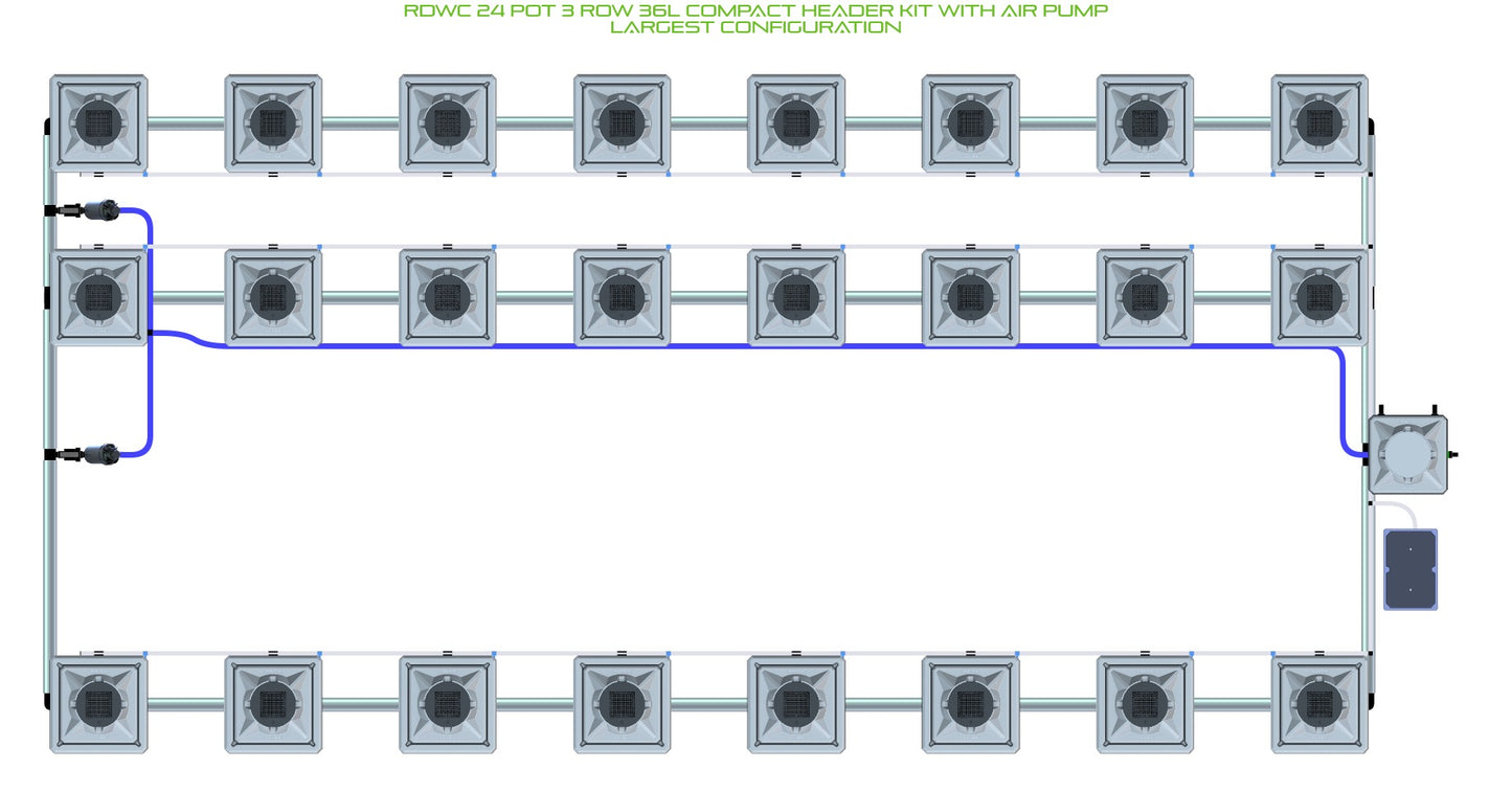 ALIEN Hydroponics RDWC 24 Pot 3 Row 36L Compact Header Kit with Air Pump product image 4