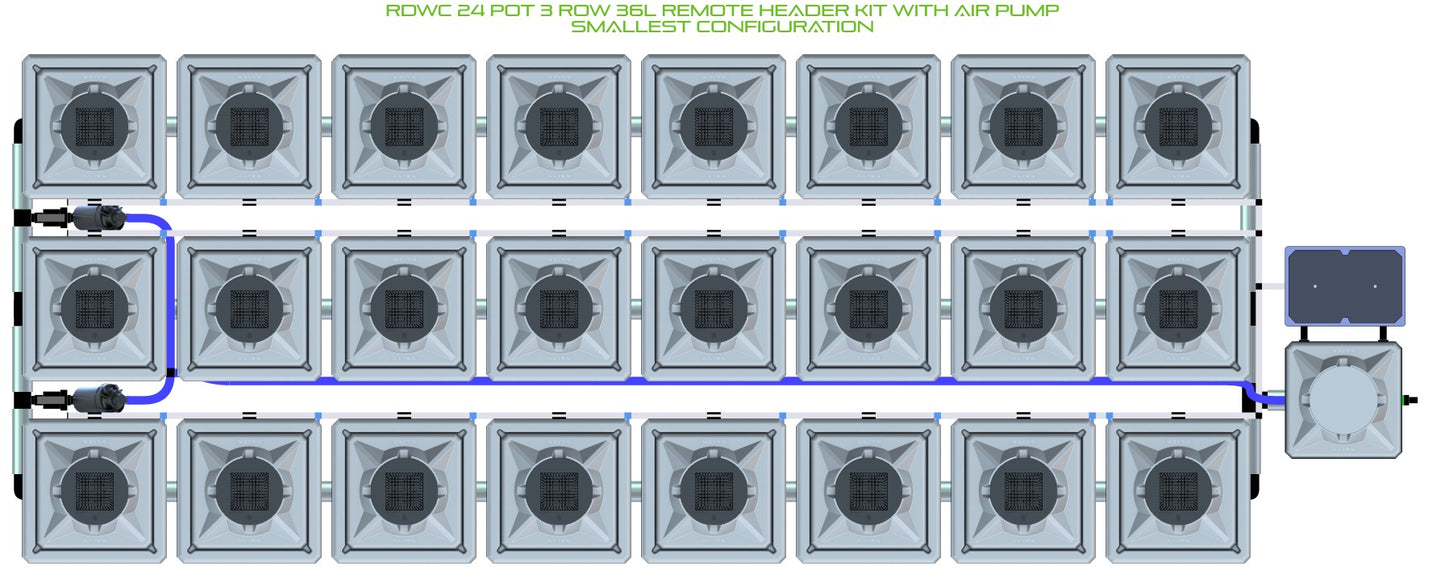 ALIEN Hydroponics RDWC 24 Pot 3 Row 36L Remote Header Kit with Air Pump product image 3