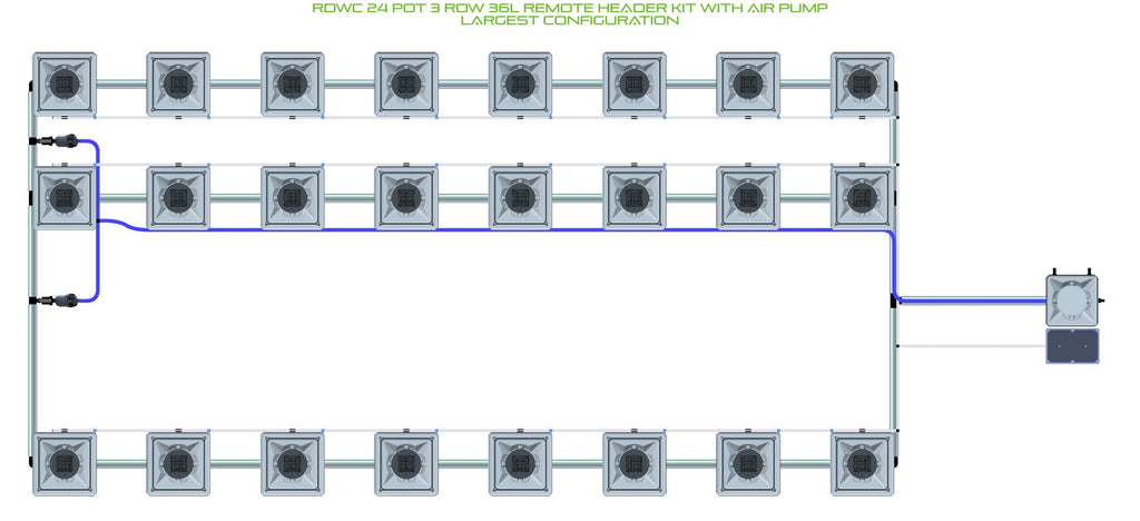 ALIEN Hydroponics RDWC 24 Pot 3 Row 36L Remote Header Kit with Air Pump product image 4